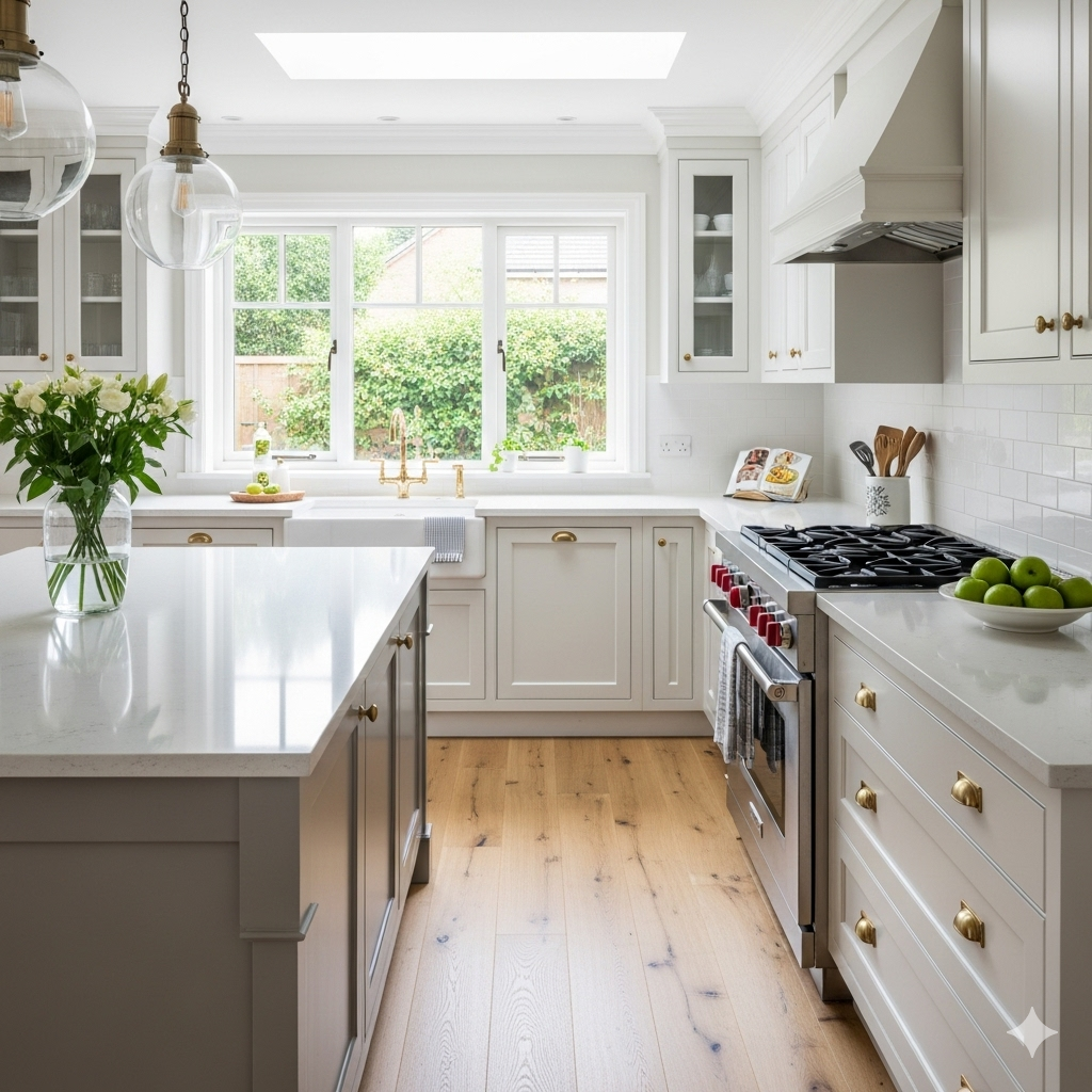 A person deep cleaning a kitchen.